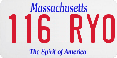 MA license plate 116RY0
