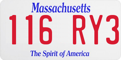 MA license plate 116RY3