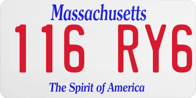 MA license plate 116RY6