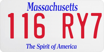 MA license plate 116RY7