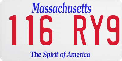 MA license plate 116RY9