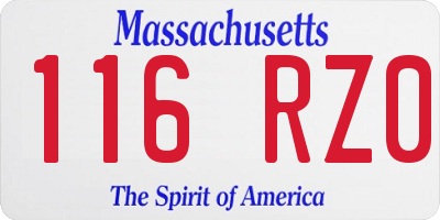 MA license plate 116RZ0