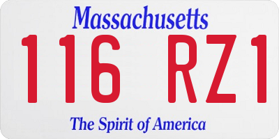 MA license plate 116RZ1