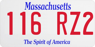 MA license plate 116RZ2