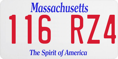 MA license plate 116RZ4