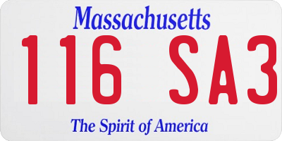 MA license plate 116SA3