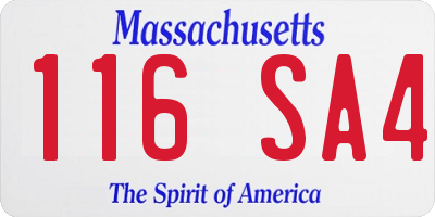 MA license plate 116SA4