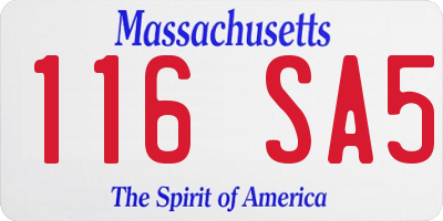 MA license plate 116SA5