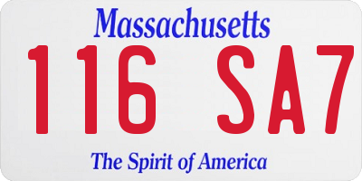 MA license plate 116SA7