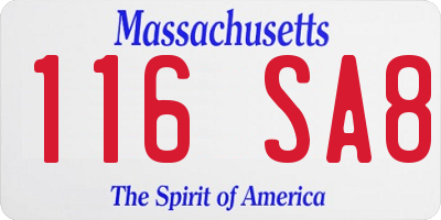 MA license plate 116SA8