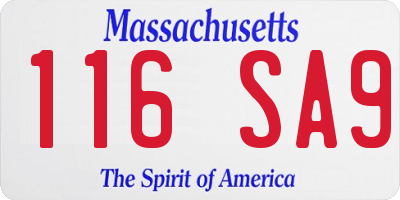 MA license plate 116SA9