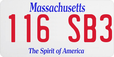 MA license plate 116SB3