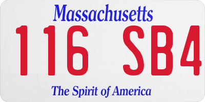 MA license plate 116SB4