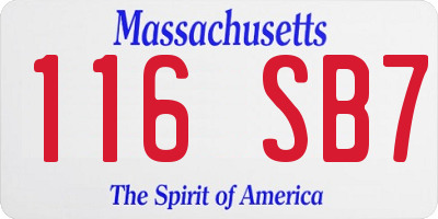 MA license plate 116SB7