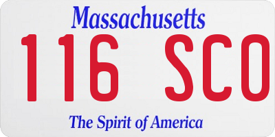 MA license plate 116SC0