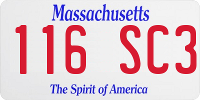 MA license plate 116SC3