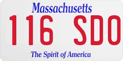 MA license plate 116SD0