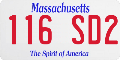 MA license plate 116SD2