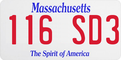 MA license plate 116SD3