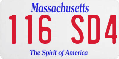 MA license plate 116SD4