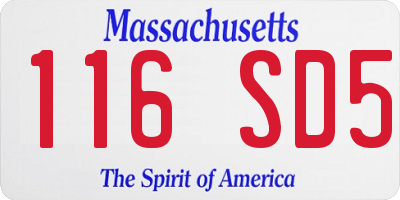 MA license plate 116SD5
