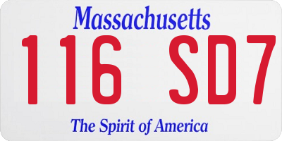 MA license plate 116SD7