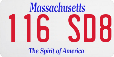 MA license plate 116SD8