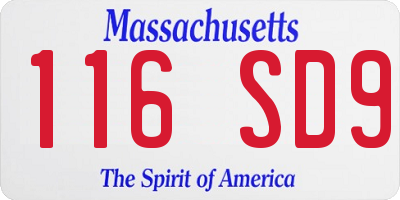 MA license plate 116SD9