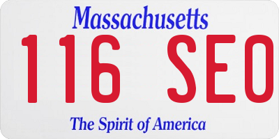MA license plate 116SE0
