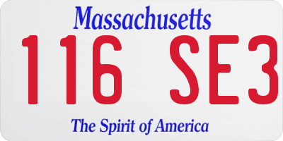 MA license plate 116SE3