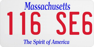 MA license plate 116SE6