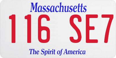 MA license plate 116SE7