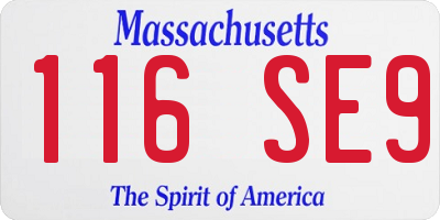 MA license plate 116SE9