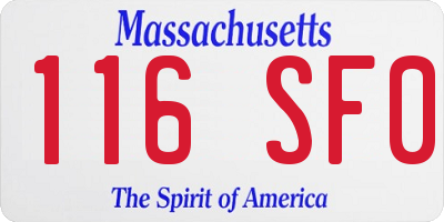 MA license plate 116SF0