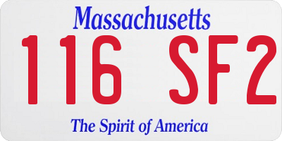 MA license plate 116SF2