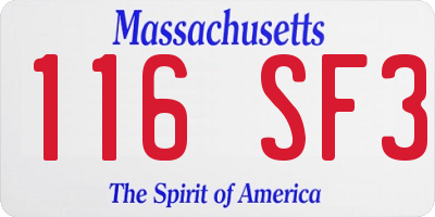 MA license plate 116SF3