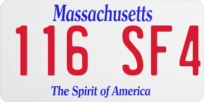 MA license plate 116SF4