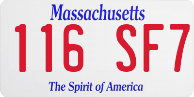 MA license plate 116SF7