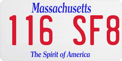 MA license plate 116SF8
