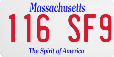 MA license plate 116SF9