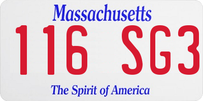 MA license plate 116SG3