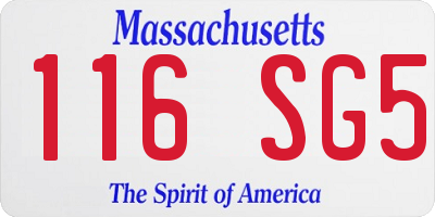 MA license plate 116SG5