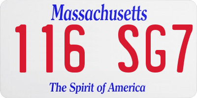 MA license plate 116SG7