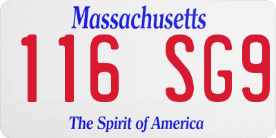 MA license plate 116SG9