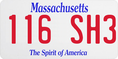 MA license plate 116SH3