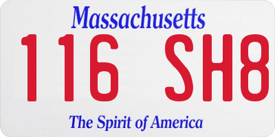 MA license plate 116SH8
