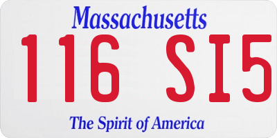 MA license plate 116SI5