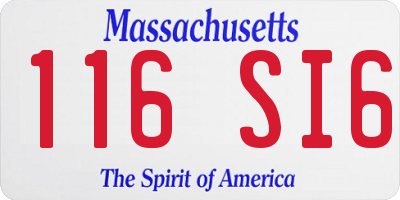 MA license plate 116SI6