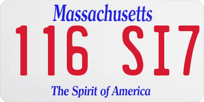 MA license plate 116SI7
