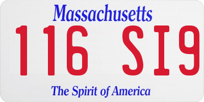MA license plate 116SI9